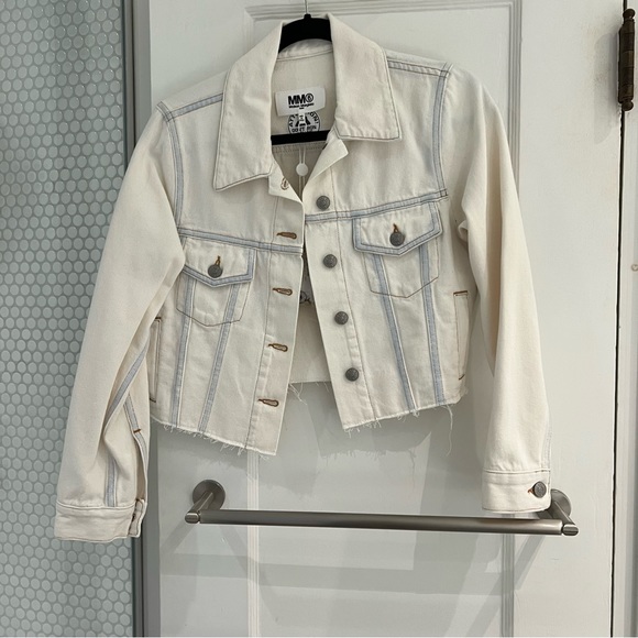 MM6 Maison Margiela SSENSE exclusive Off-white denim jacket - Picture 2 of 8